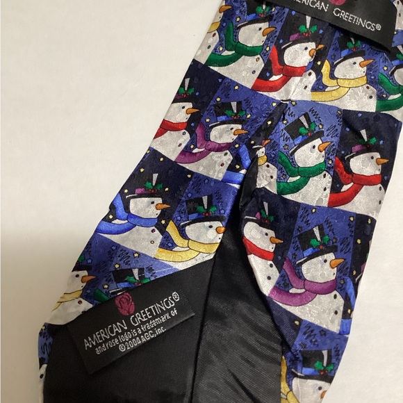 Mens Christmas tie. Snowmen - Picture 2 of 2